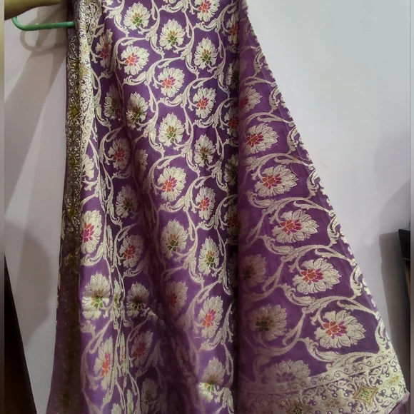 Banarsi Dupatta in Purple Meena Work - Picture 5 of 5